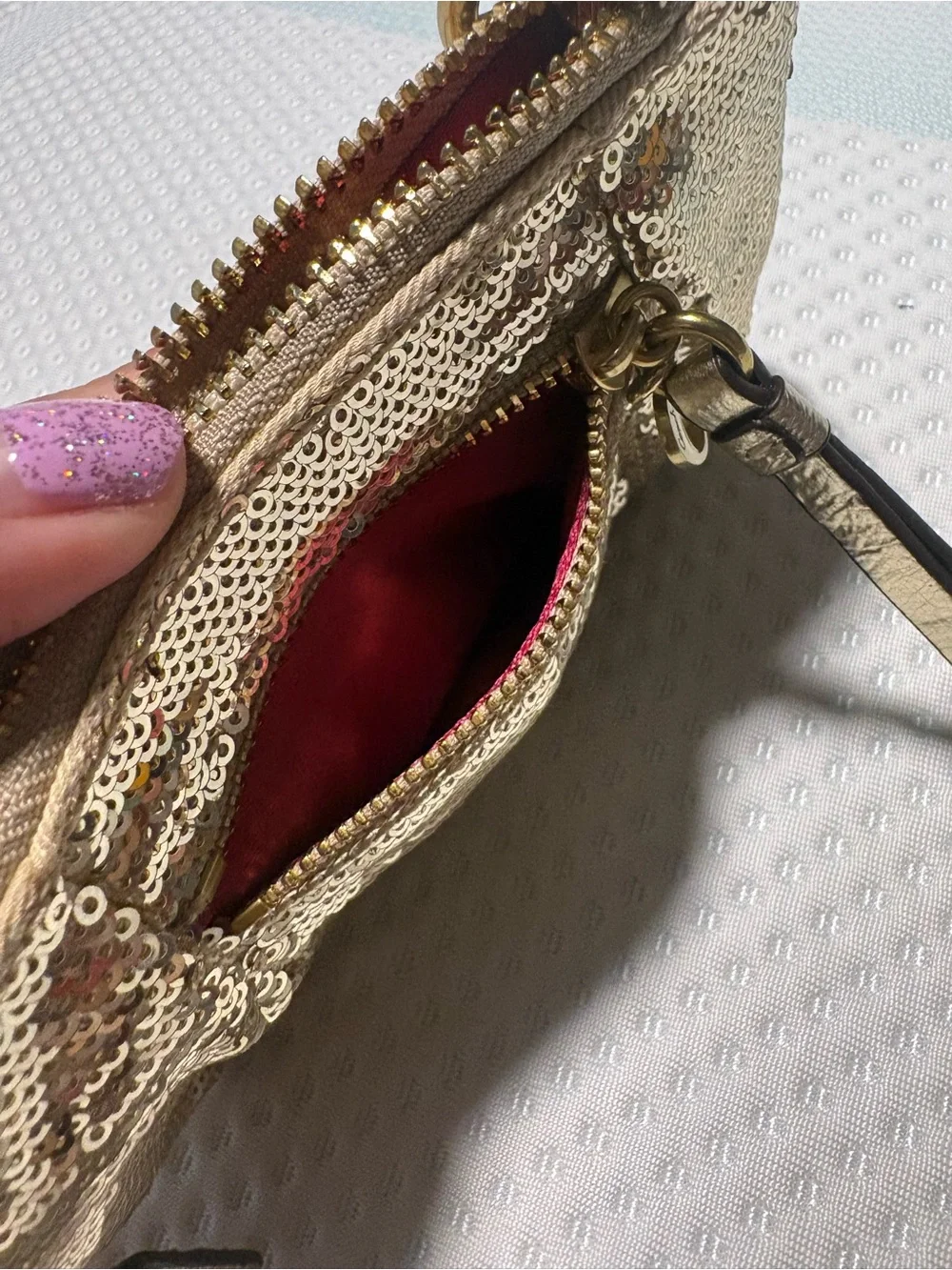 Coach Gold Sequin Wristlet Clutch - Picture 7 of 9